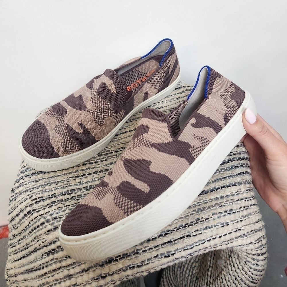 Rothy's Taupe Camo Sneakers Slip On Womens Size 8